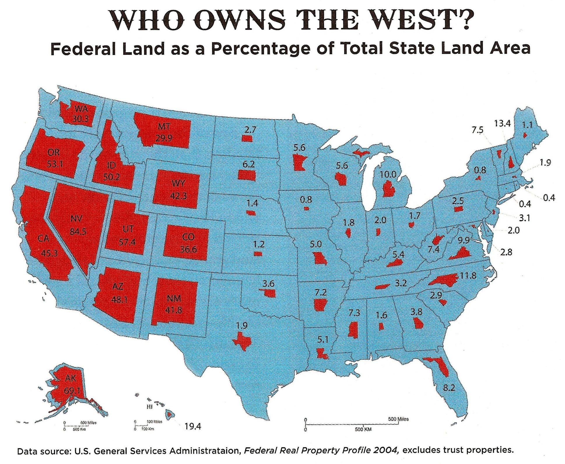 Federal Land Ownership Per State