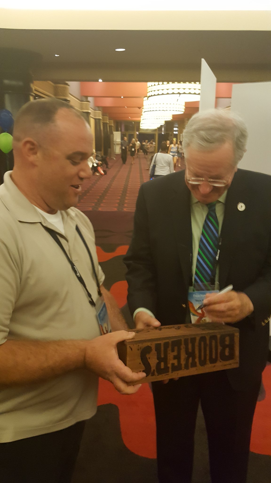 Steve Forbes Signs Shaun's Booker's Bourbon Box